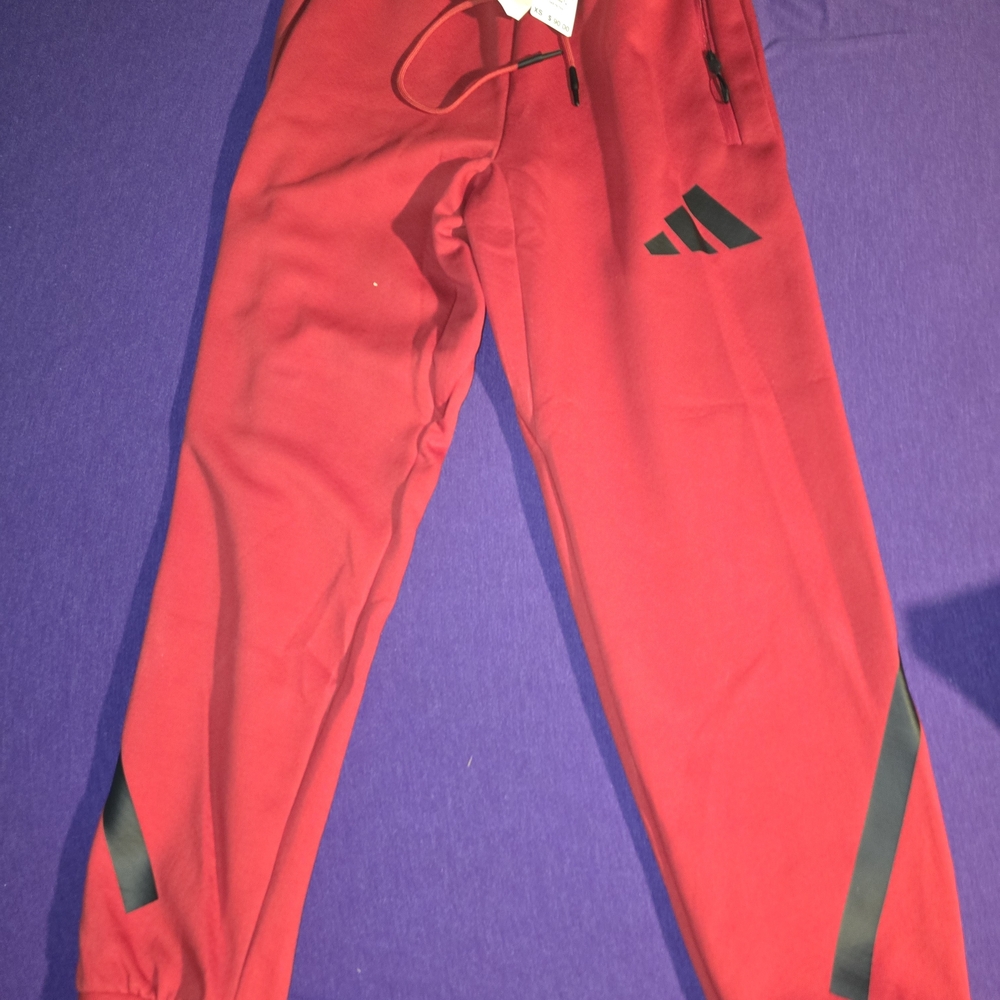 Adidas Mens Red Sweatpants with Black Accents Sz Xs